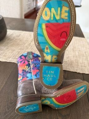 Brand New, Never Worn Tin Haul Kids Brown Leather Boots